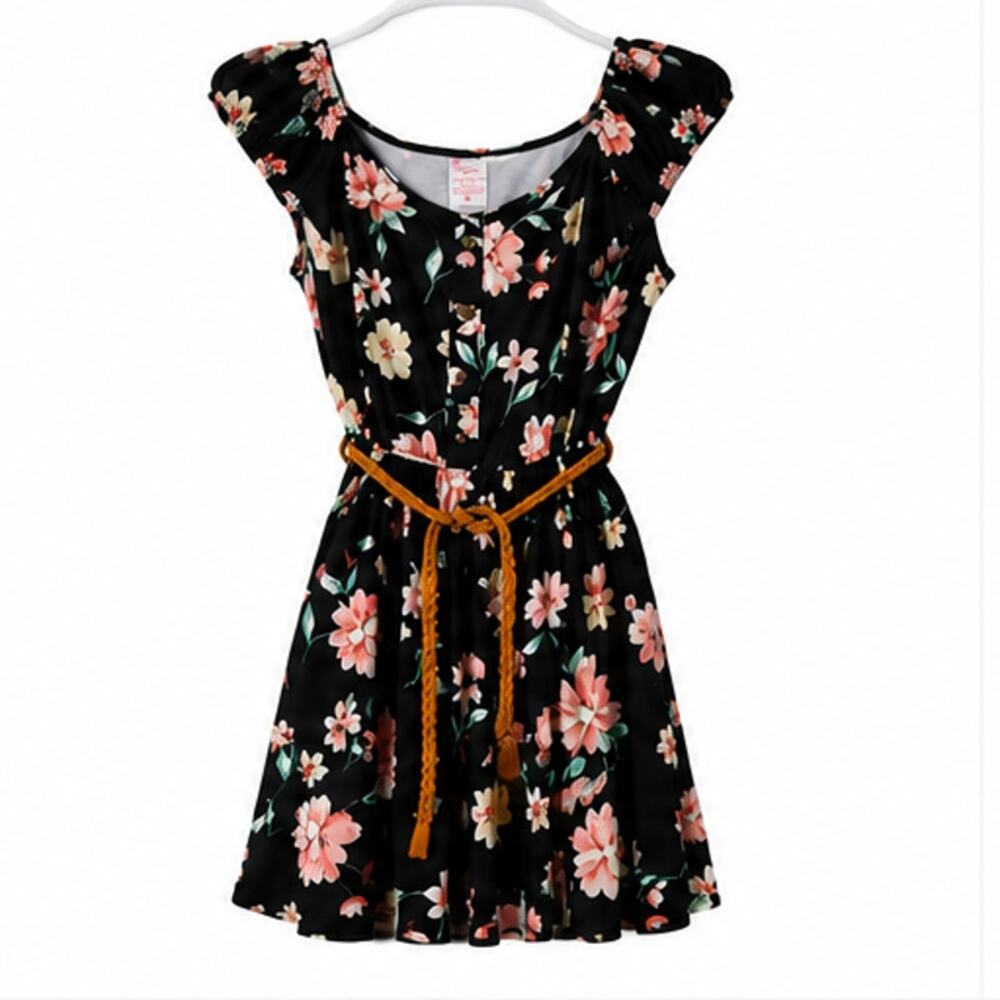 Women's size 3XL Juniors size 21 Black floral mini dress No Boundaries